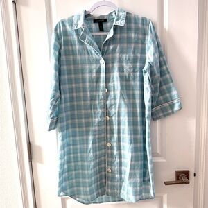 Lauren Ralph Lauren Plaid Sleep Shirt
Nightgown Button Blue Size Large 💯 cotton